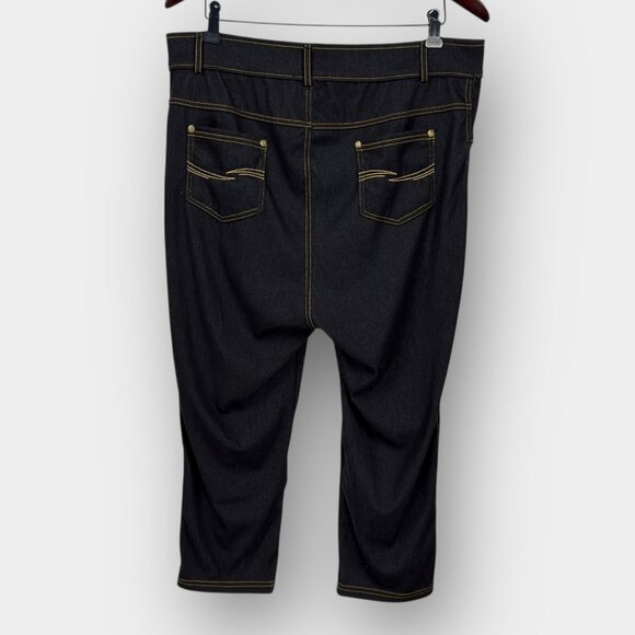 mySTYLE 2X Dark Wash Pull-On Jegging Capris Contrast Stitch Plus Thin - Picture 2 of 9